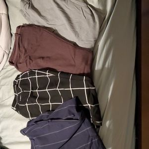 Express women's size 10 work pants burgundy/gray/black and blue w white stripes